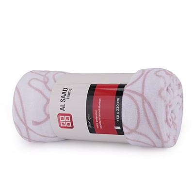 Al Saad Home Flannel Blanket 1 PC - Single Off White & Pudra