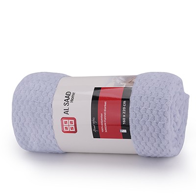 Al Saad Home Flannel Blanket 1 PC - Single Silver