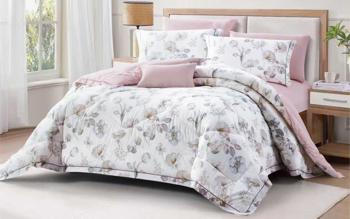 Clara Cotton Printed Comforter Bedding Set 7 PCS - King Multi Color