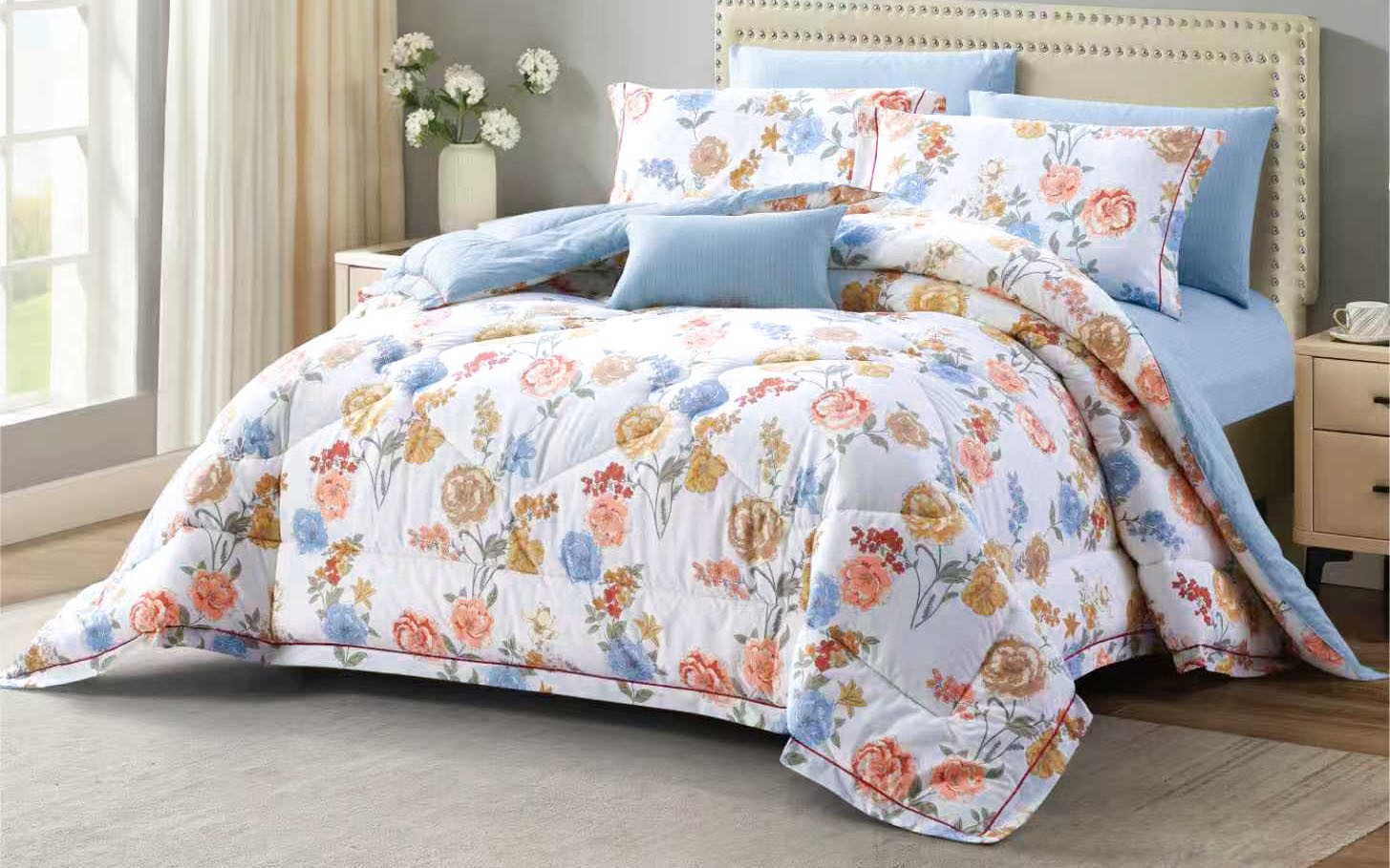 Clara Cotton Printed Comforter Bedding Set 6 PCS - Queen Multi Color