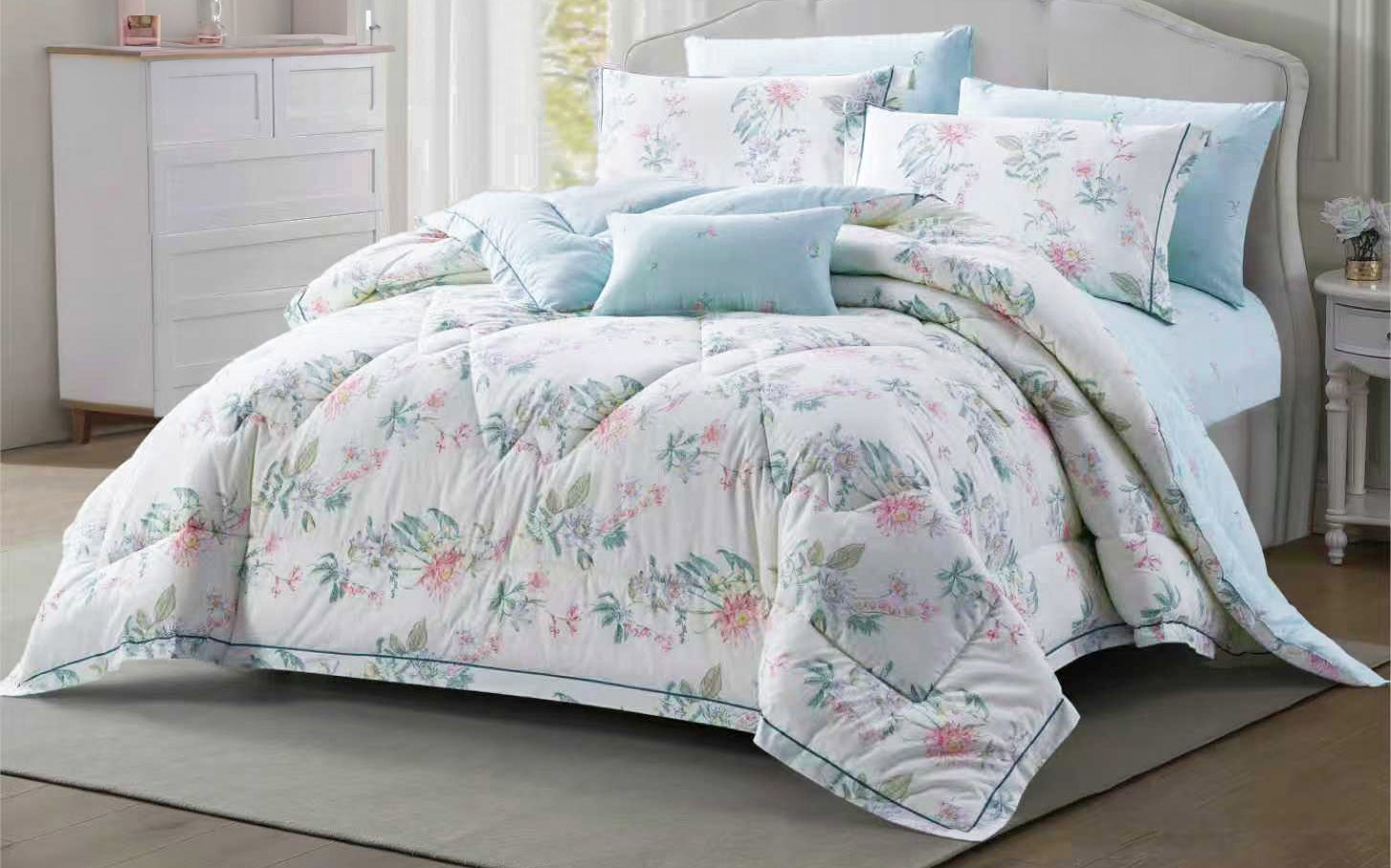Clara Cotton Printed Comforter Bedding Set 6 PCS - Queen Multi Color