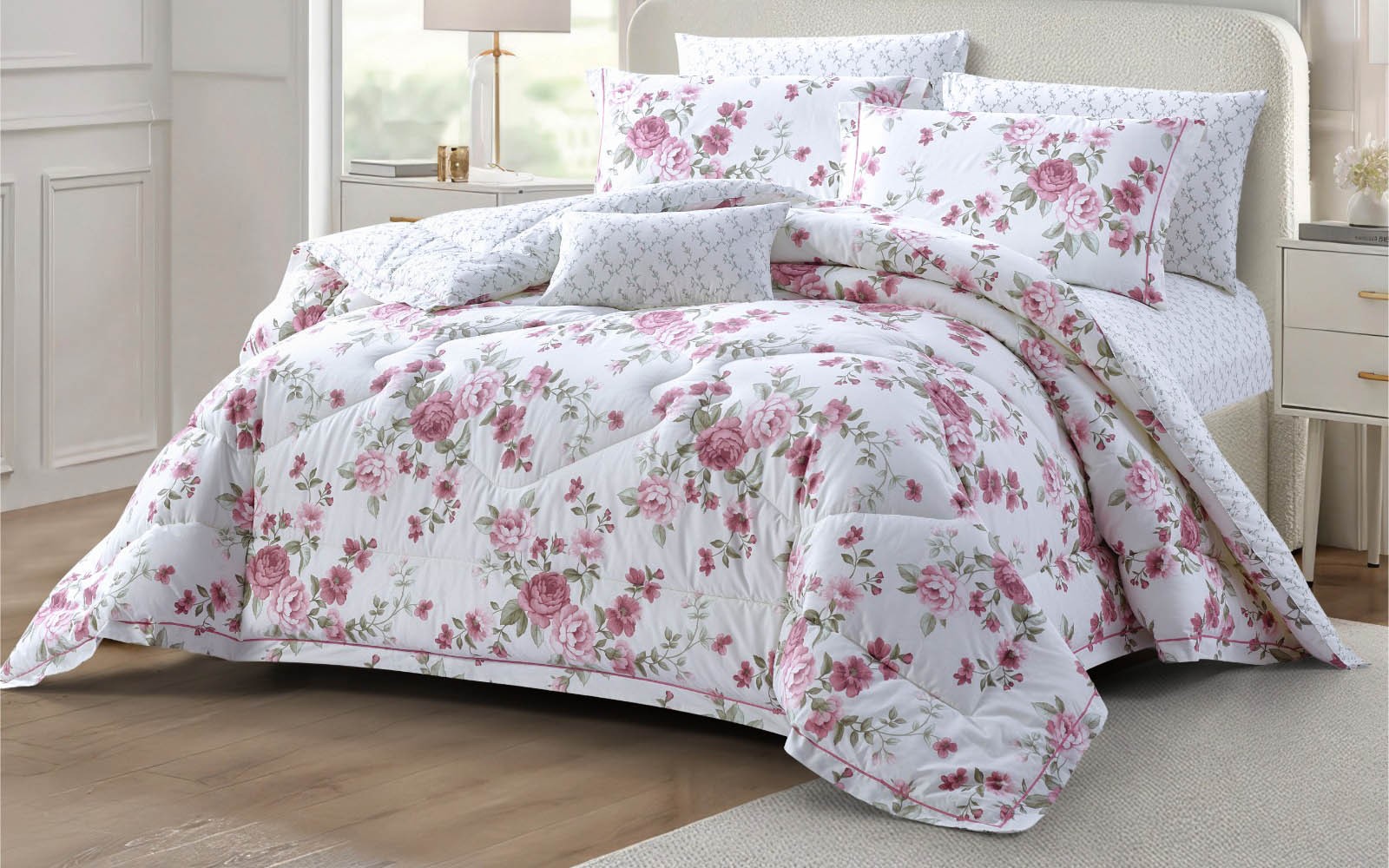 Clara Cotton Printed Comforter Bedding Set 6 PCS - Queen Multi Color