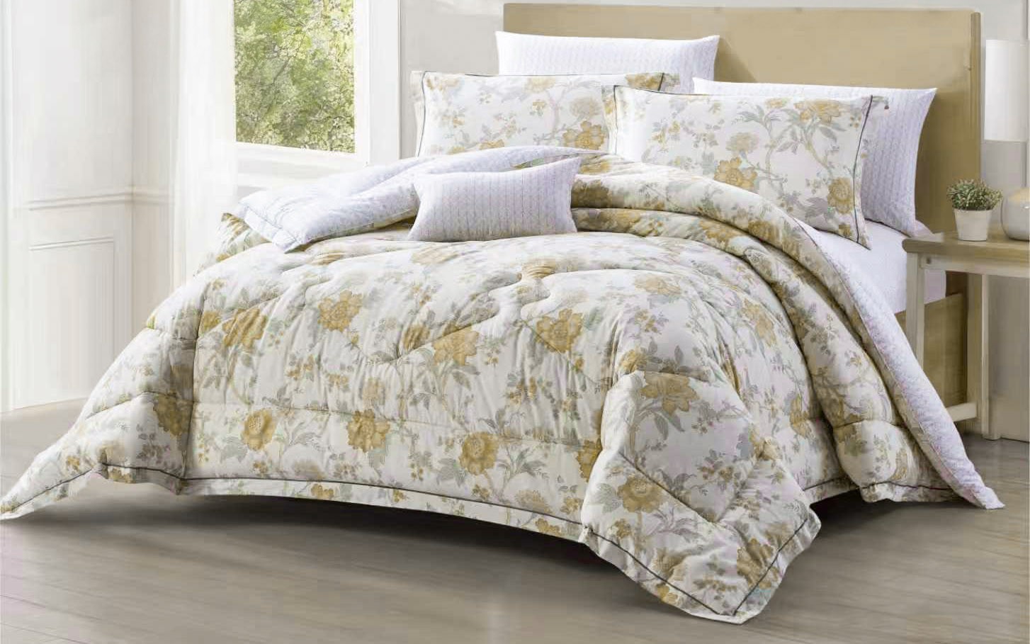 Clara Cotton Printed Comforter Bedding Set 6 PCS - Queen Multi Color