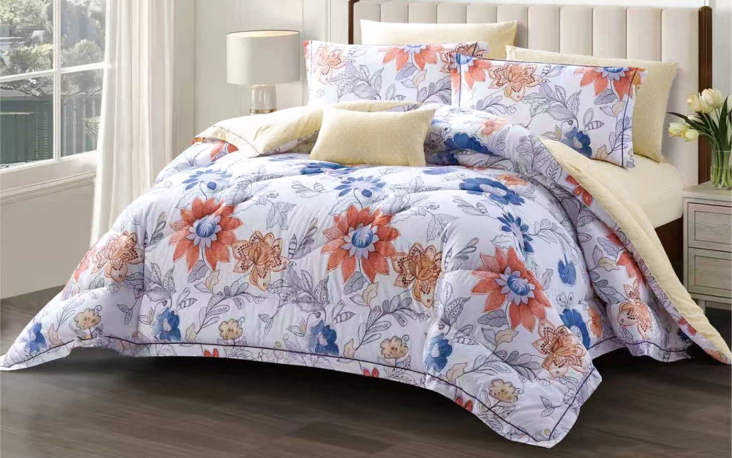 Clara Cotton Printed Comforter Bedding Set 6 PCS - Queen Multi Color