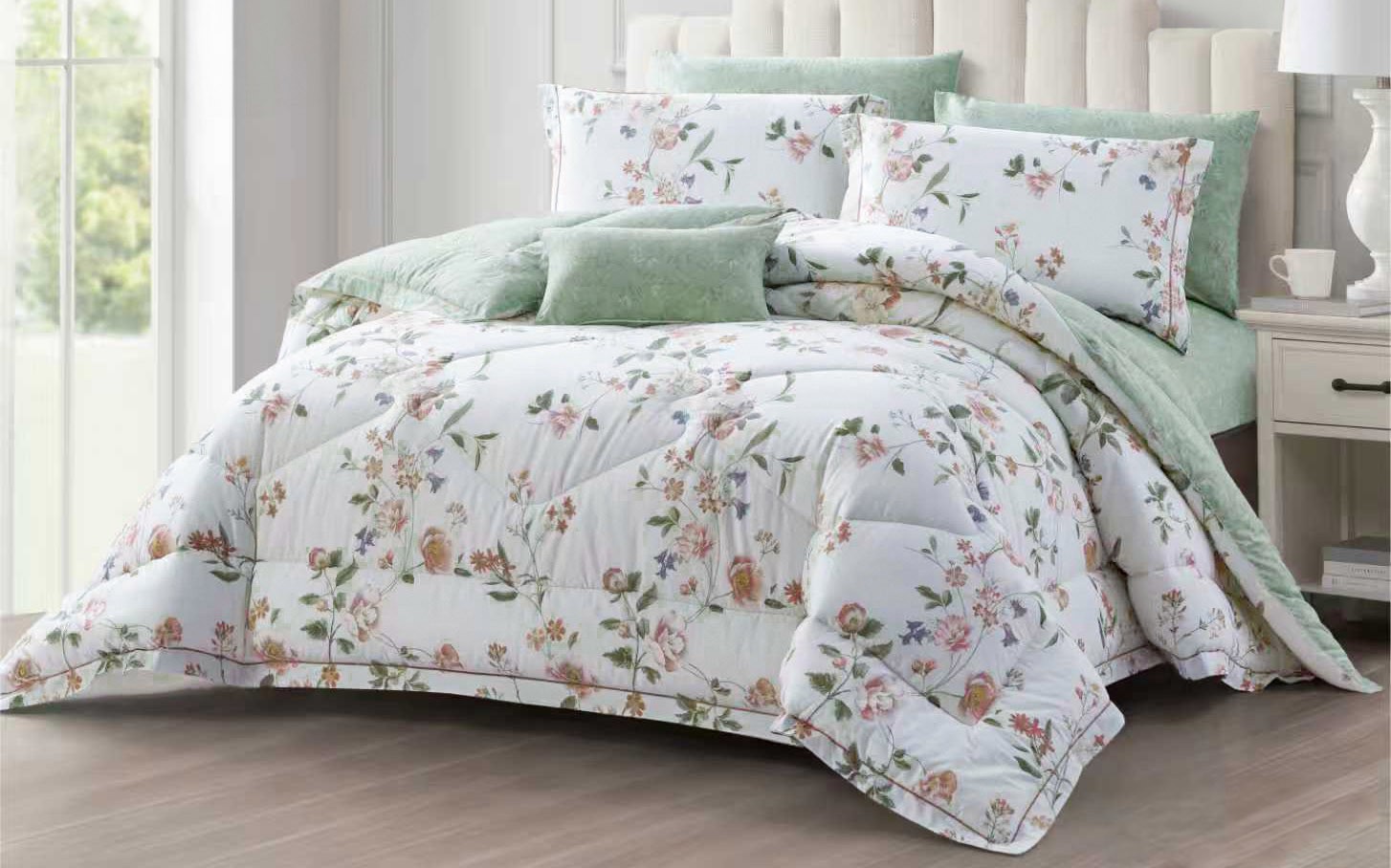 Clara Cotton Printed Comforter Bedding Set 6 PCS - Queen Multi Color