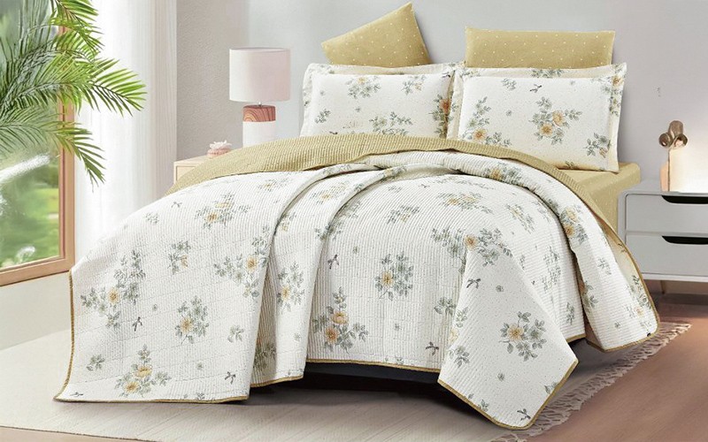 Hena Printed Cotton BedSpread Bedding Set 6 Pcs - King Multi Color