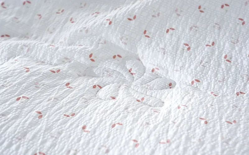 Pinky Lace Printed Comforter Bedding Set 4 PCS - Single White & Pudra