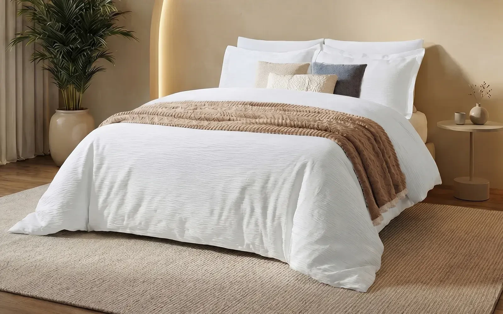 Kova Cotton Comforter Set & Ultra Soft Flannel Blanket Bedding Set With 3 Cushion 10 PCS - King  