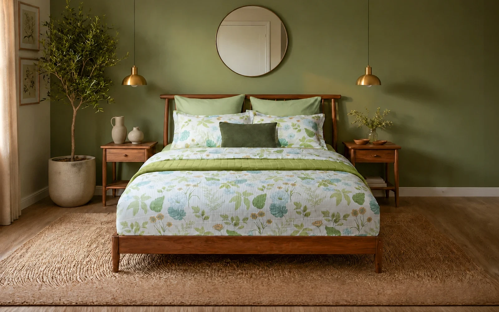 طقم مفرش مضغوط قطن مطبوع هينا مع بطانية فلانيل وكوشن كازان 8 قطع - نفرين
