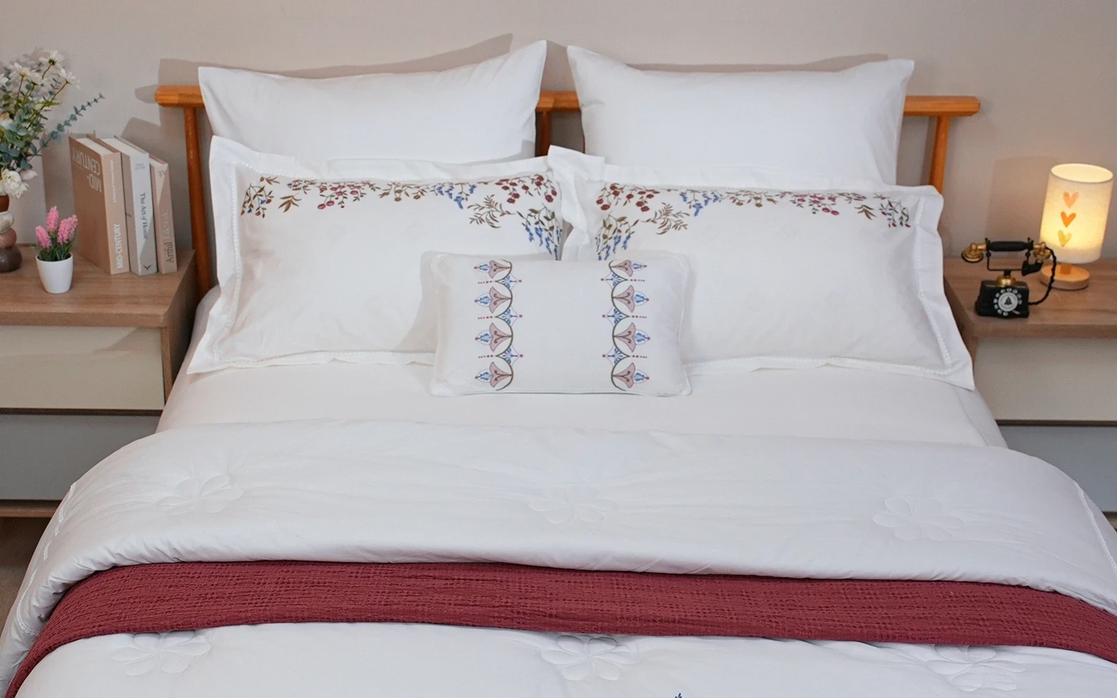 Tinas Cotton Embroidered Comforter Set with Turkish Jacquard Bedspread 8 PCS - King
