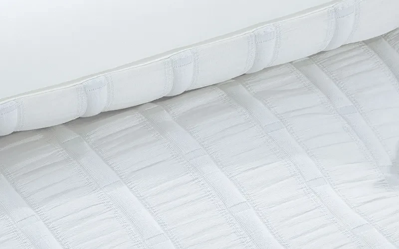 Grid Stripe Crepe Comforter Bedding Set 7 PCS - King White