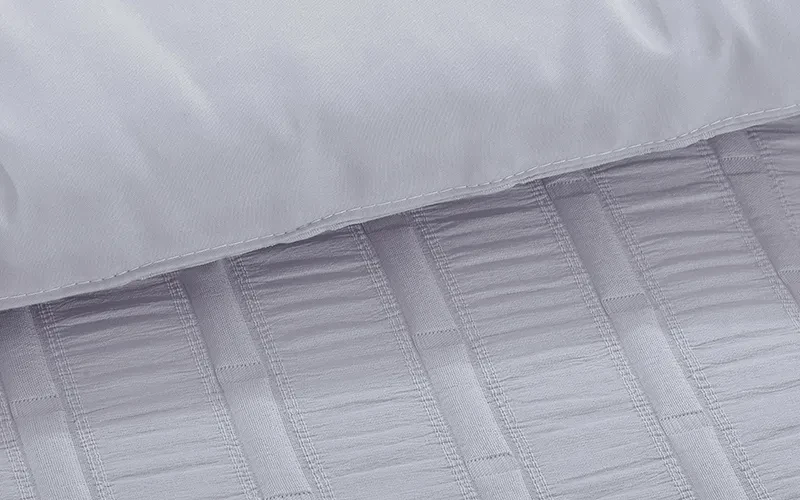Grid Stripe Crepe Comforter Bedding Set 7 PCS - King L.Grey