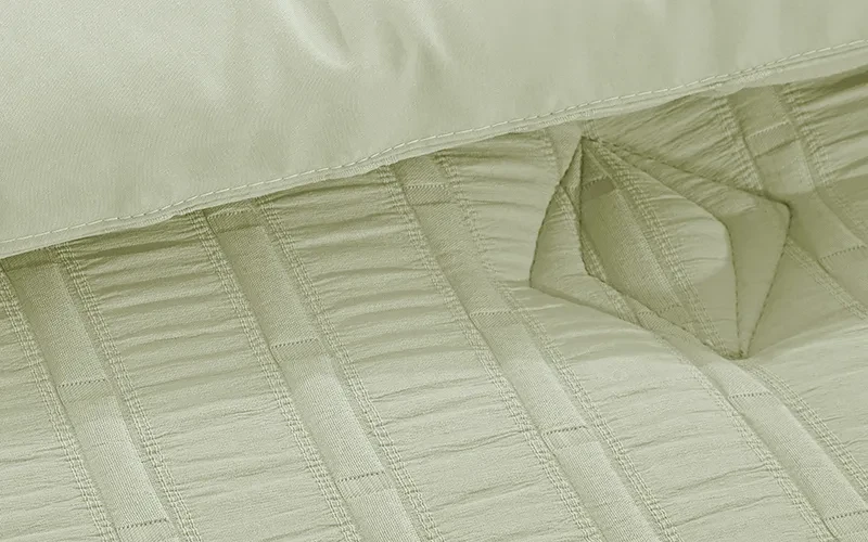 Grid Stripe Crepe Comforter Bedding Set 7 PCS - King L.Green