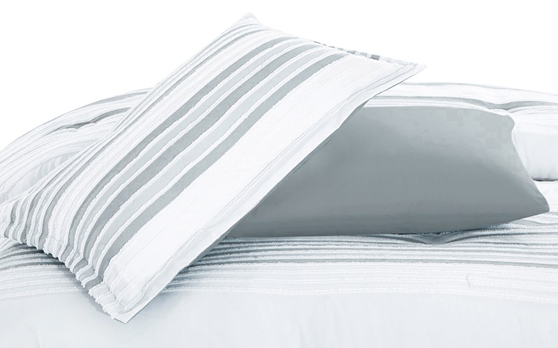 Horizon Stripe Comforter Bedding Set 7 PCS - King White & Mint