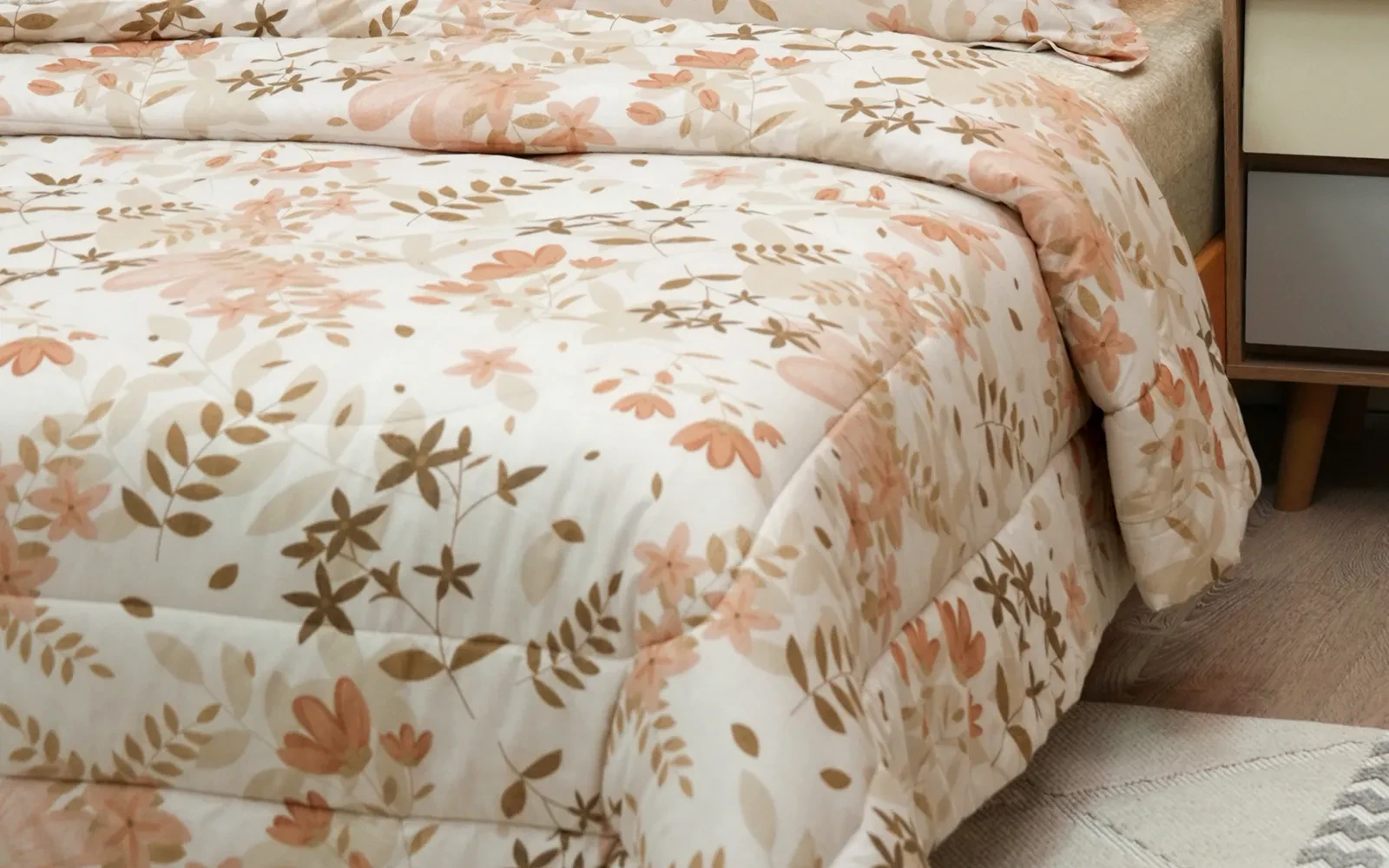 Violet Double Face Printed Cotton Comforter Bedding Set 4 PCS - Single Multi Color