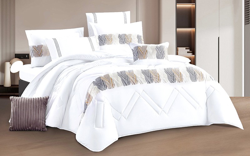Corolla Embroidered Comforter Bedding Set 8 PCS - King Multi Color 