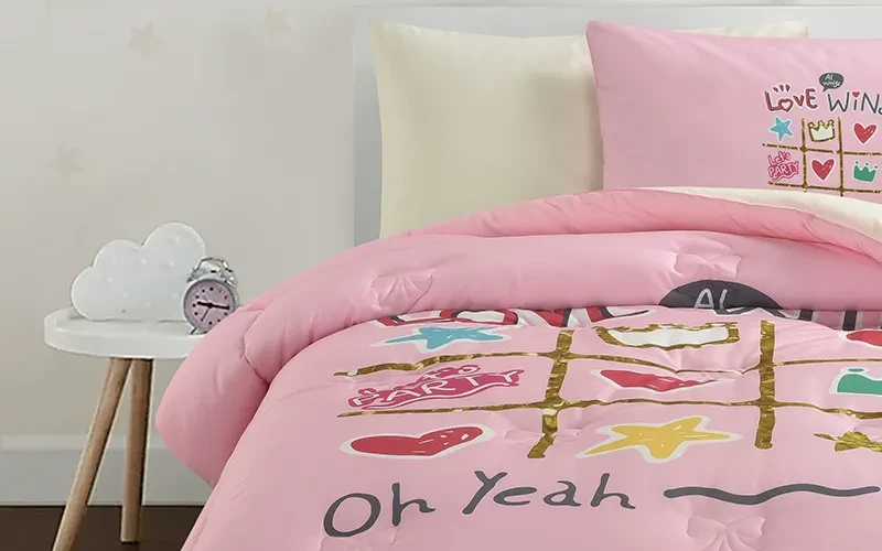 Cannon Kids Cotton Printed Comforter Set 4 PCS - Pink
