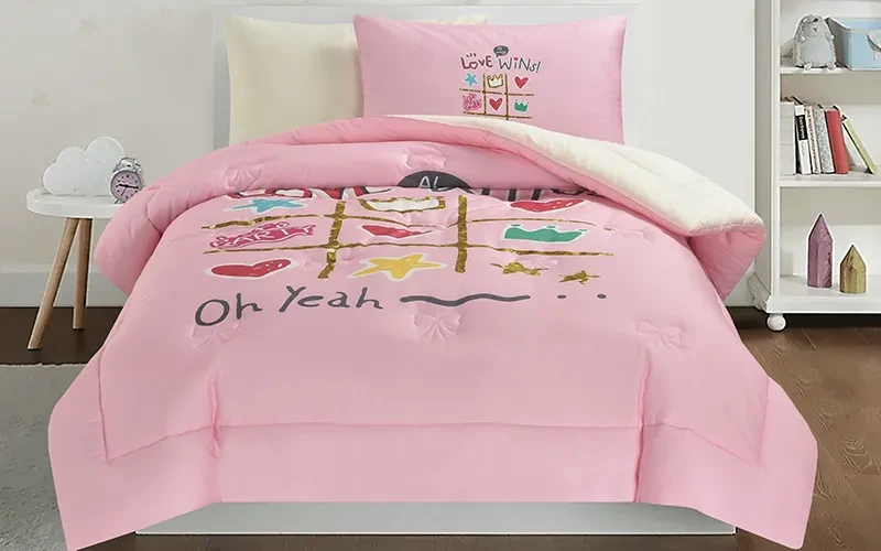 Cannon Kids Cotton Printed Comforter Set 4 PCS - Pink