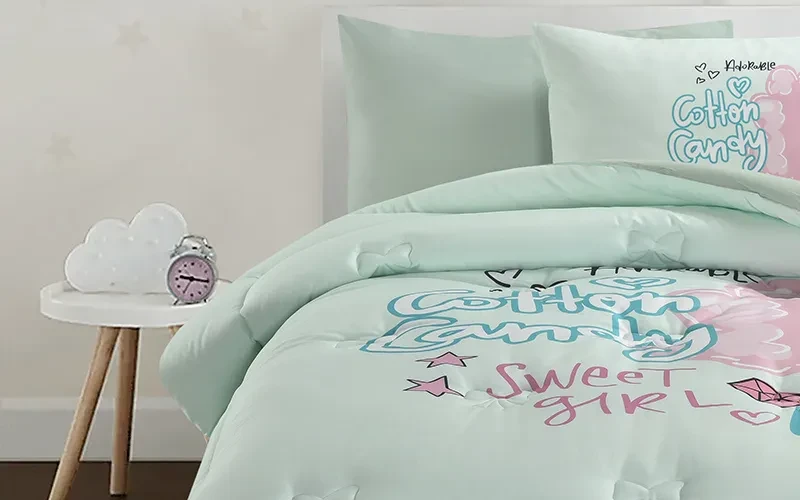 Cannon Kids Cotton Printed Comforter Set 4 PCS - L.Green