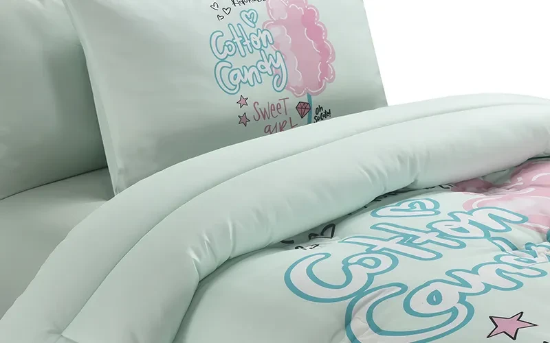 Cannon Kids Cotton Printed Comforter Set 4 PCS - L.Green