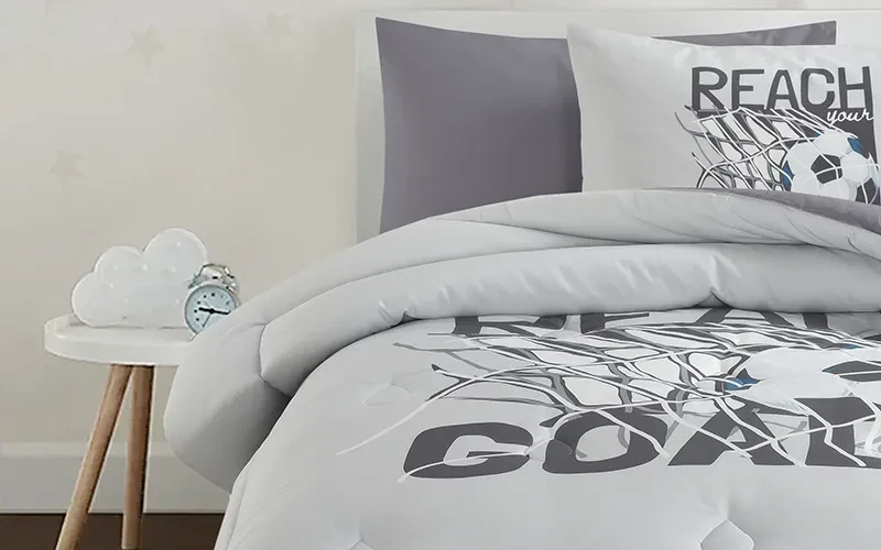 Cannon Kids Cotton Printed Comforter Set 4 PCS - L.Grey
