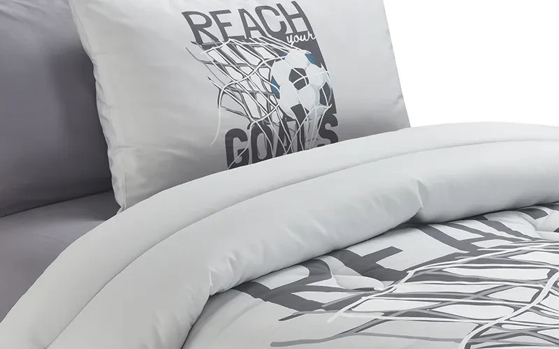 Cannon Kids Cotton Printed Comforter Set 4 PCS - L.Grey