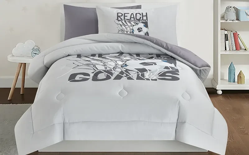 Cannon Kids Cotton Printed Comforter Set 4 PCS - L.Grey