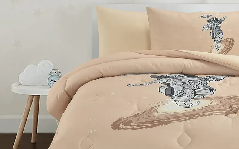 Cannon Kids Cotton Printed Comforter Set 4 PCS - L.Brown