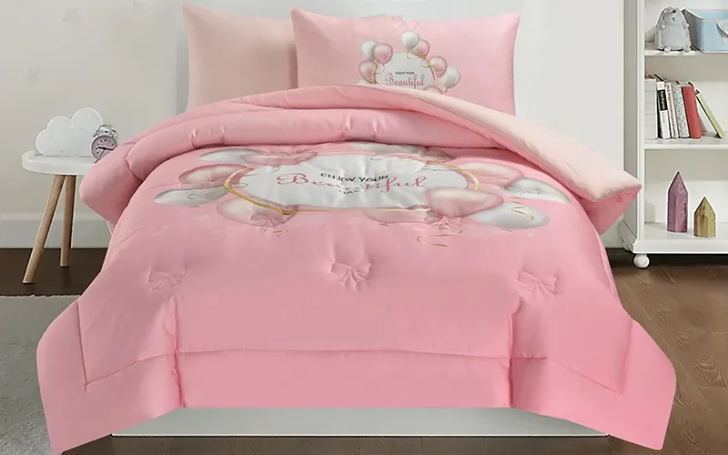 Cannon Kids Cotton Printed Comforter Set 4 PCS - Pink
