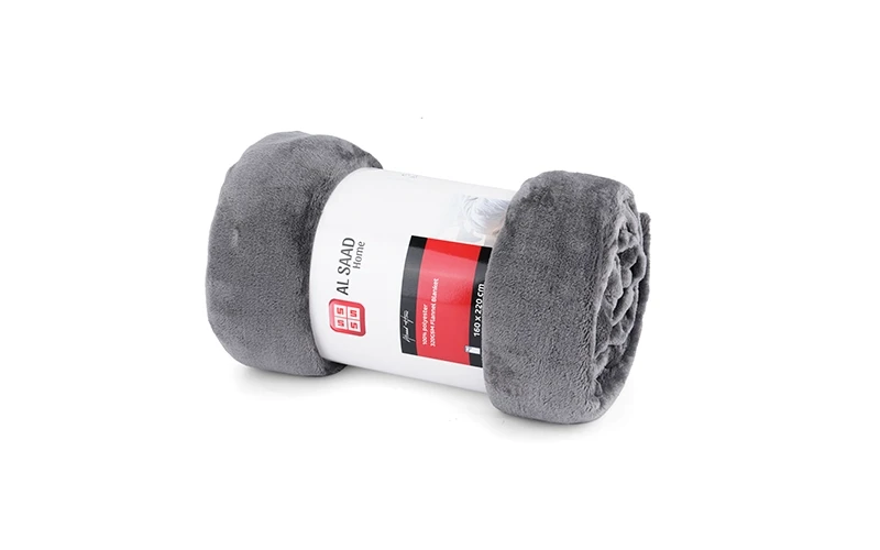 Al Saad Home Flannel Blanket 1 PC - Single D.Grey