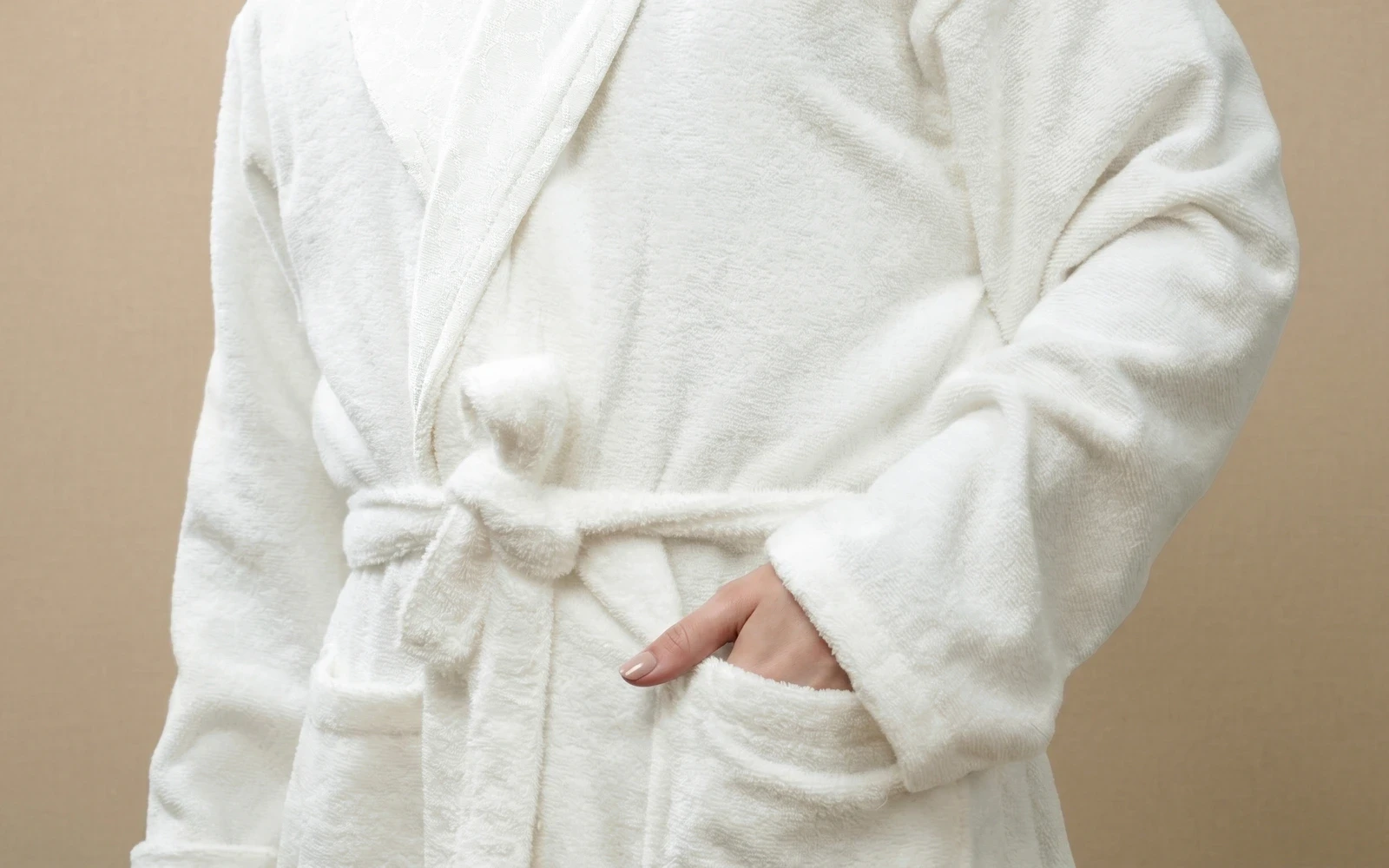 Fiesta Unisex Gold Cotton Jacquard Bathrobe Set 6 PCS - Cream & Peach