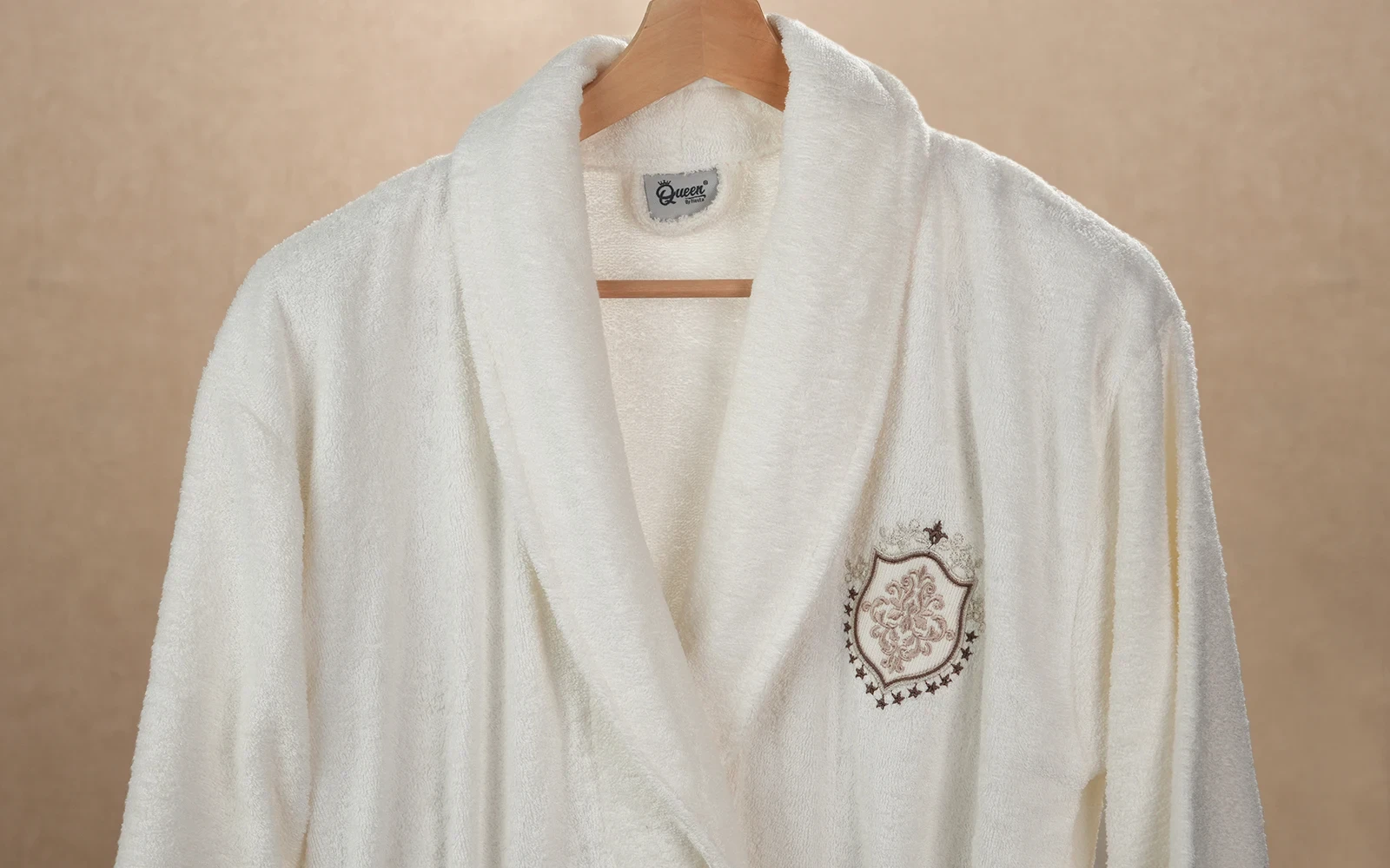 Fiesta Unisex Cotton Bamboo Embroidered 3D Bathrobe Set 6 PCS - Off White & L.Purple