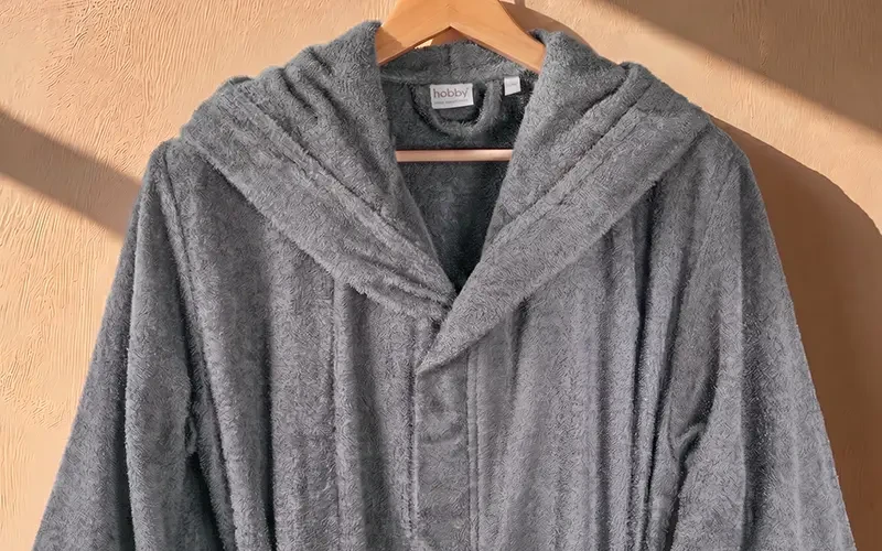 Terma Turkish Unisex Cotton Bathrobe With Hooded 1 PC - Grey( L / XL )