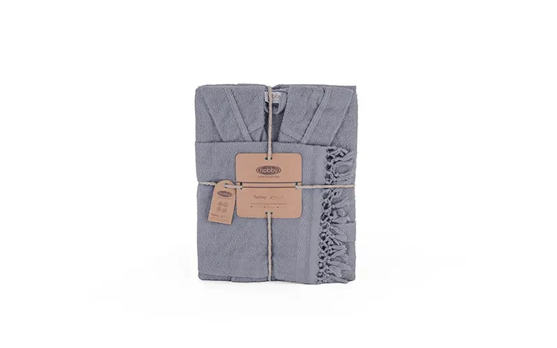Terma Turkish Unisex Cotton Bathrobe With Hooded 1 PC - Grey( L / XL )