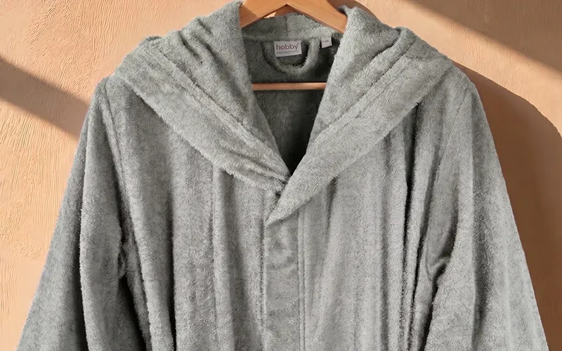 Terma Turkish Unisex Cotton Bathrobe With Hooded 1 PC - L.Grey ( S / M )