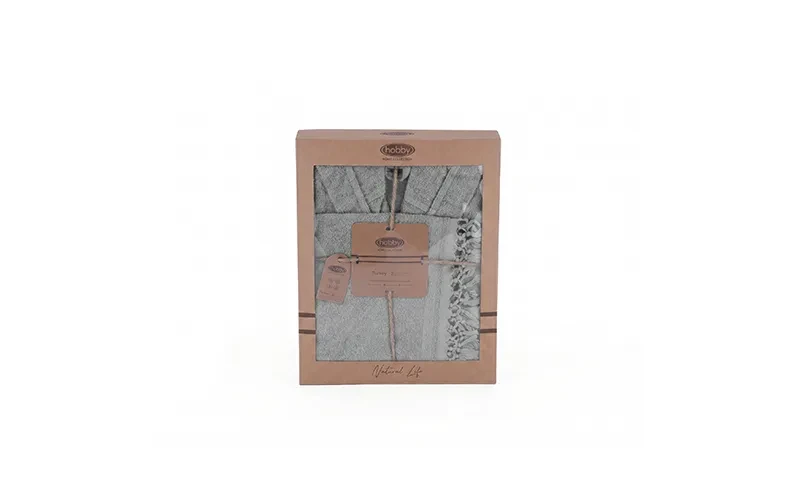 Terma Turkish Unisex Cotton Bathrobe With Hooded 1 PC - L.Grey ( S / M )