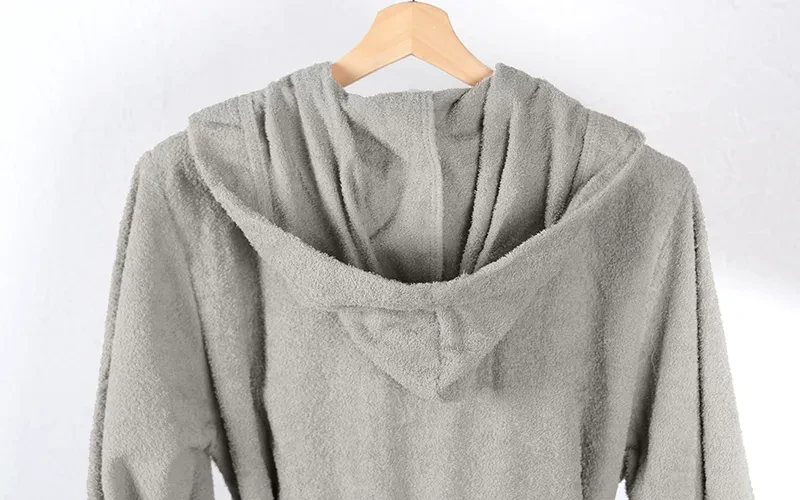 Terma Turkish Unisex Cotton Bathrobe With Hooded 1 PC - L.Grey ( S / M )