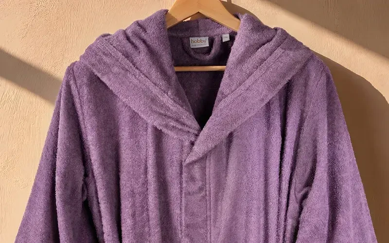 Terma Turkish Unisex Cotton Bathrobe With Hooded 1 PC - Purple ( L / XL )