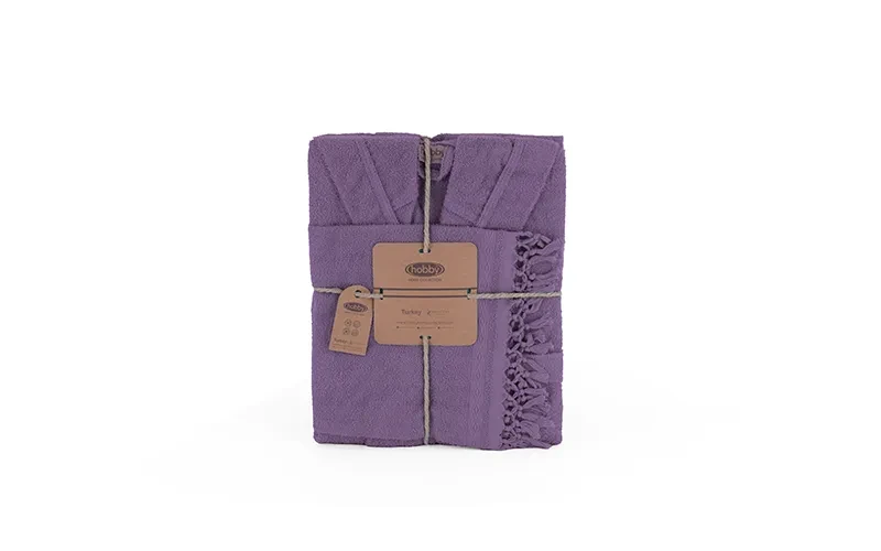 Terma Turkish Unisex Cotton Bathrobe With Hooded 1 PC - Purple ( L / XL )