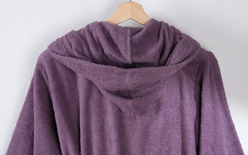 Terma Turkish Unisex Cotton Bathrobe With Hooded 1 PC - Purple ( L / XL )