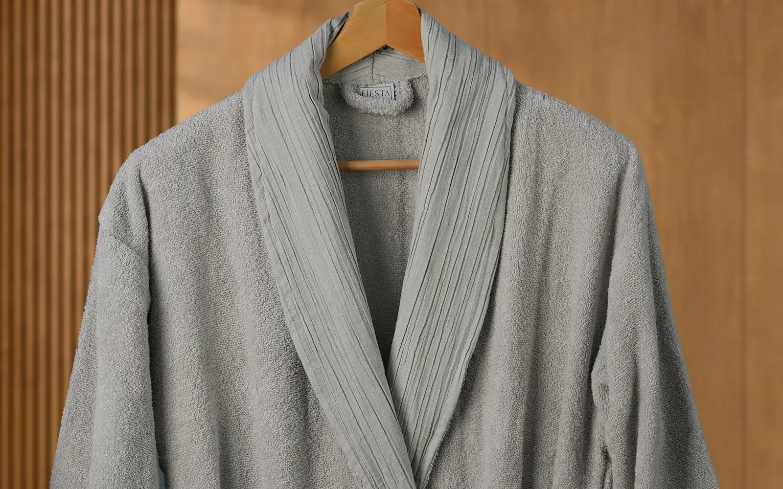 Fiesta Unisex Luxury Cotton Embroidered 3D Bathrobe Set 6 PCS - Cream & Grey