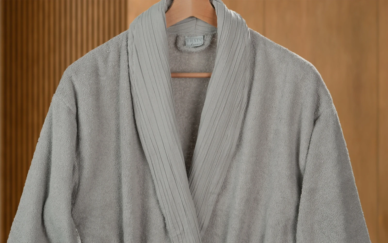 Fiesta Unisex Luxury Cotton Embroidered 3D Bathrobe Set 6 PCS - Peach & Grey