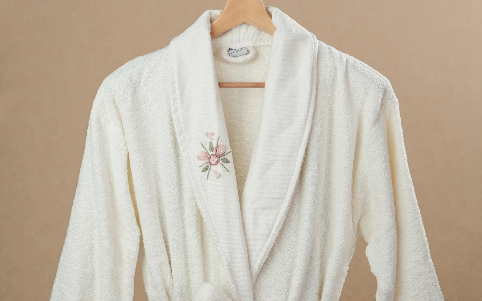 Fiesta Unisex Elite Cotton Embroidered Rococo Bathrobe Set 6 PCS - Cream & Grey