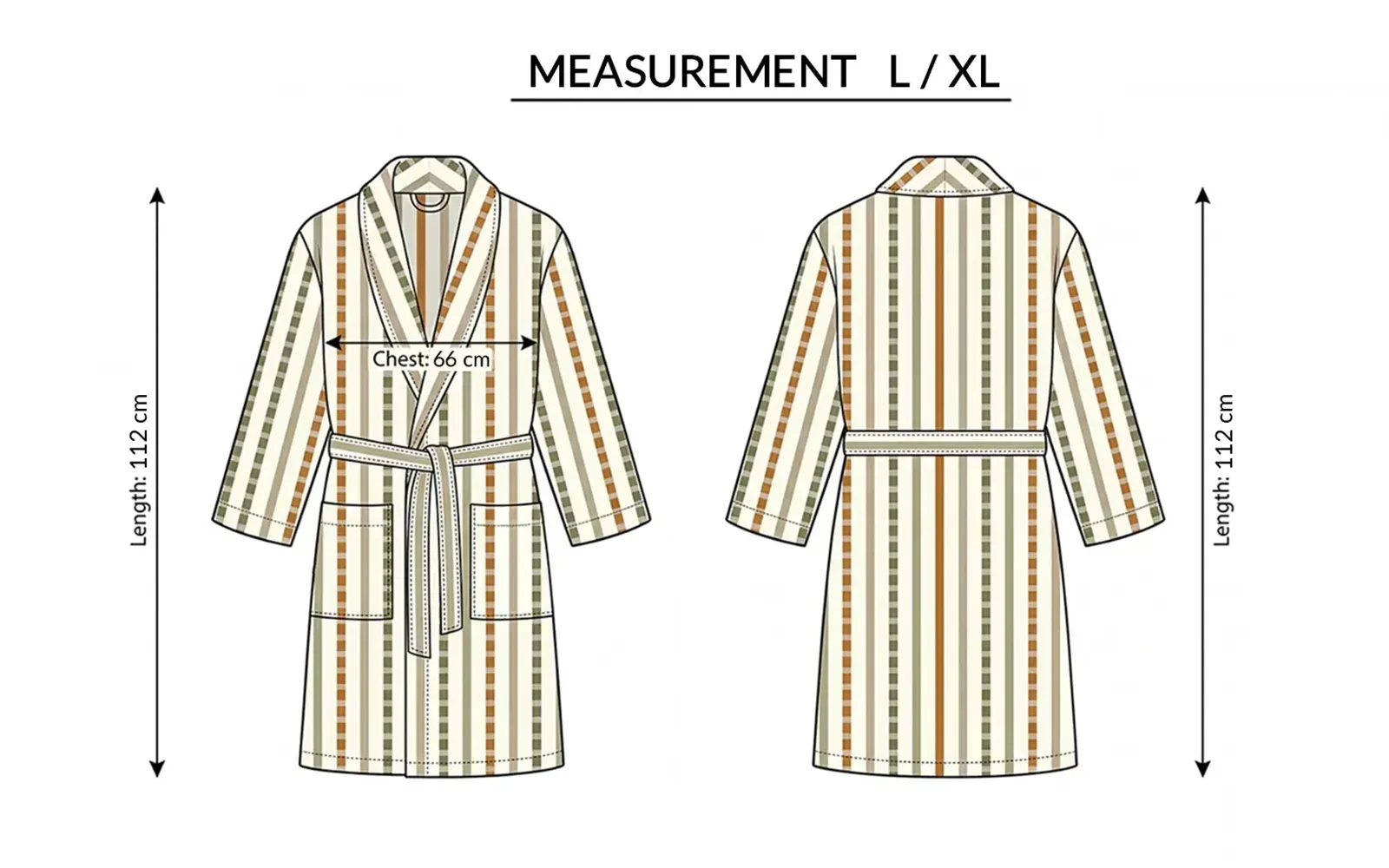 Alba Turkish Unisex Cotton Bathrobe 1 PC - Multi Color ( L / XL )