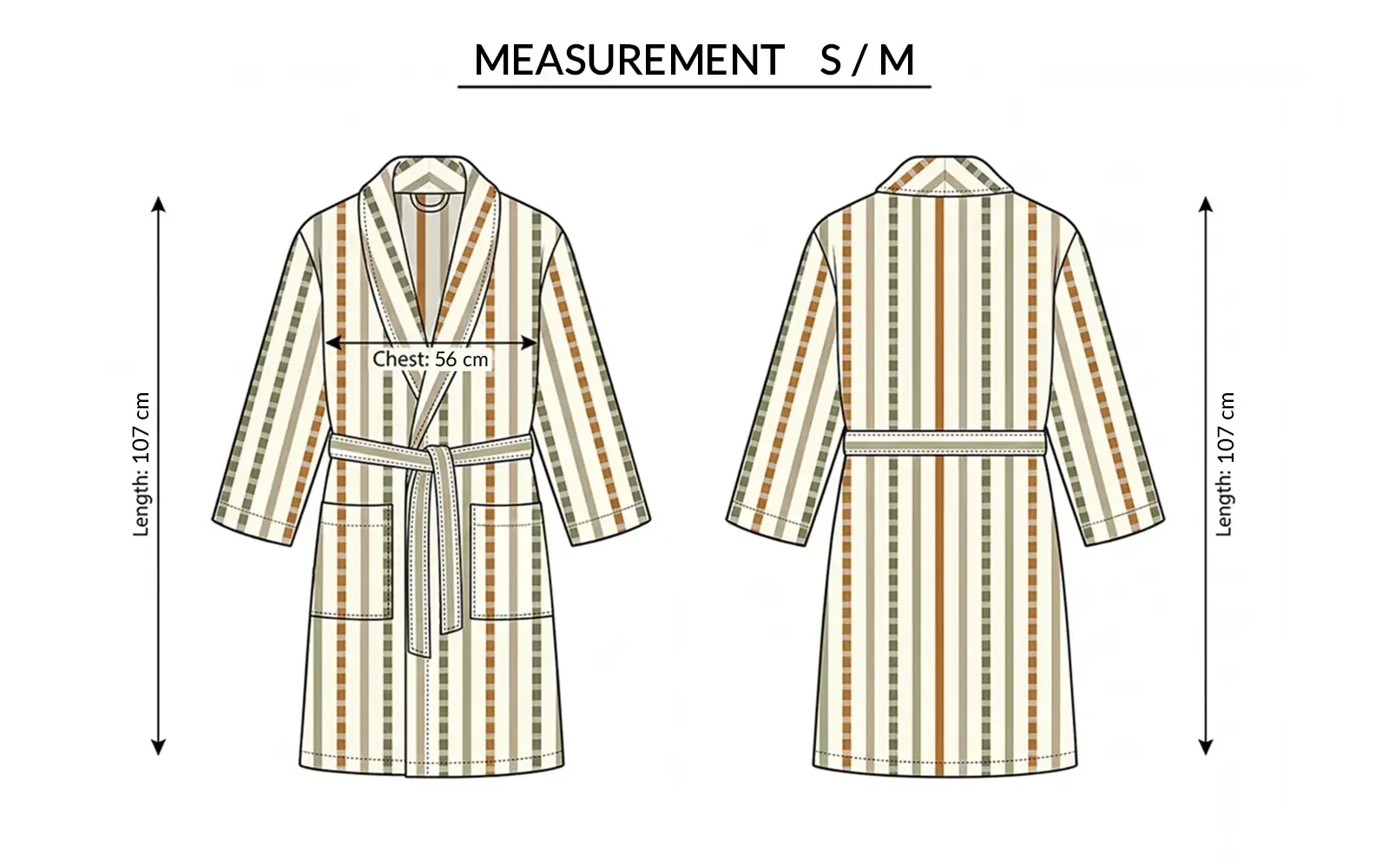 Alba Turkish Unisex Cotton Bathrobe 1 PC - Multi Color ( S / M )