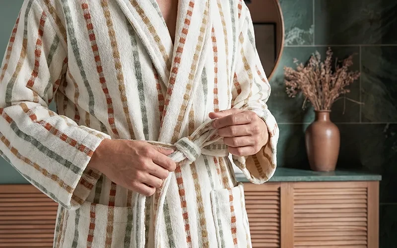 Alba Turkish Unisex Cotton Bathrobe 1 PC - Multi Color ( L / XL )