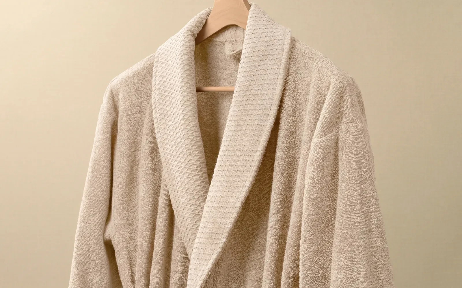 Fiesta Unisex Luxury Cotton 3D Boucle Bathrobe Set 6 PCS - Cream & Beige