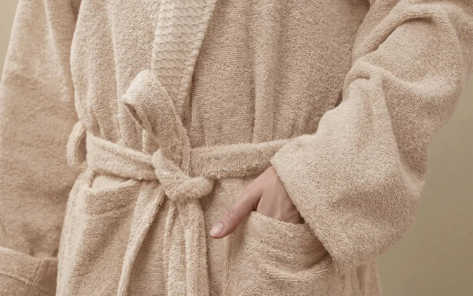 Fiesta Unisex Luxury Cotton 3D Boucle Bathrobe Set 6 PCS - Cream & Beige