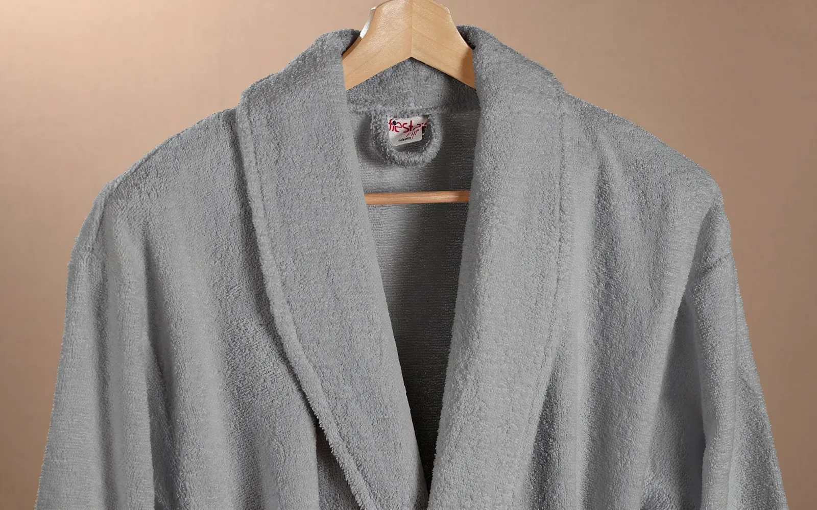 Fiesta Unisex Kopenaki Cotton Boucel Textured Bathrobe Set 6 PCS - D.Grey & L.Pink