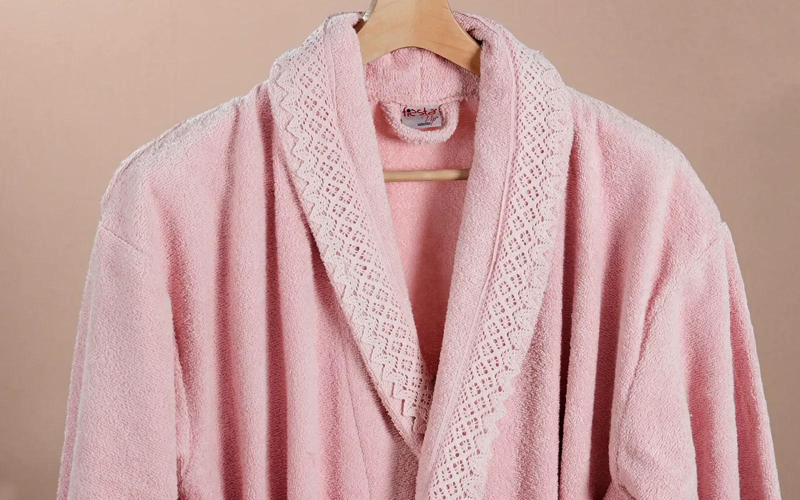 Fiesta Unisex Kopenaki Cotton Boucel Textured Bathrobe Set 6 PCS - D.Grey & L.Pink